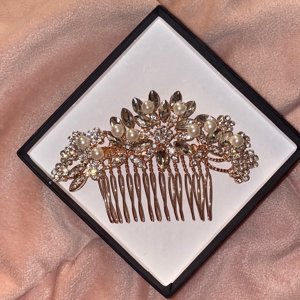 Vintage Rose Gold Hair comb- Bridal